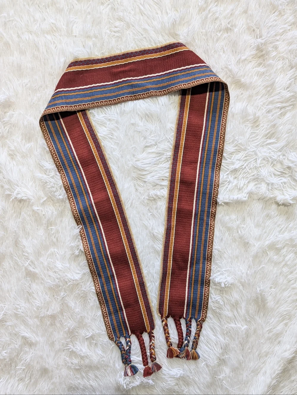 80s Vintage Christian Dior Hand Loomed French Ceintures Striped Sash Tassel Belt - Picture 6 of 11